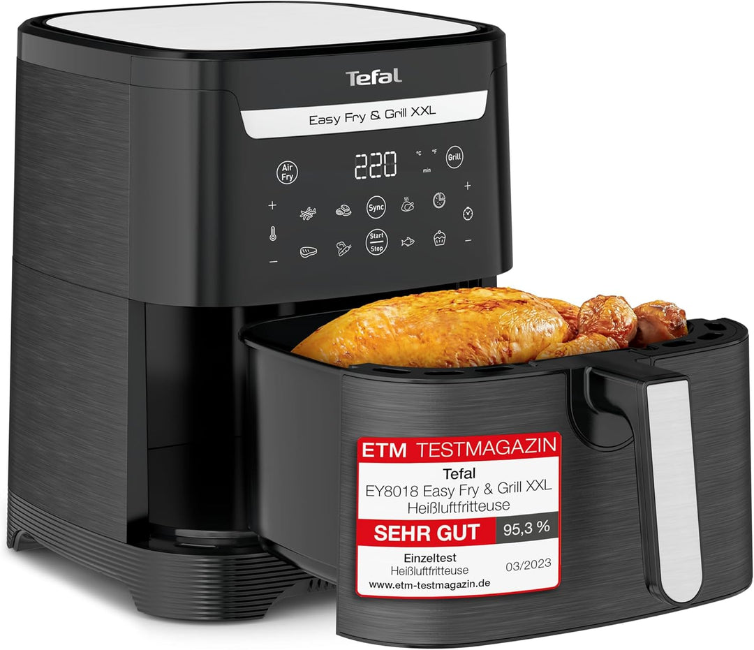 Tefal EY8018 Easy Fry & Grill XXL 2-in-1 Heissluftfritteuse, Air Fryer und Grill, Flexcook-Einsatz f