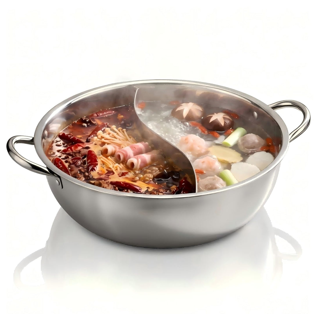Baxnore Hotpot aus Edelstahl, Sichuan Geteilter Topf für Hot Pot, Feuertopf mit Hohlgriff für Indukt