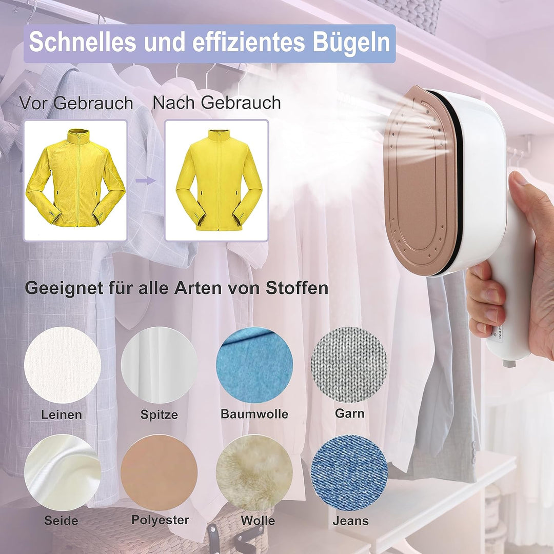 Dampfbügeleisen, 1000W Reise Steamer Dampfglätter, 15 Sekunden Schnelles Aufheizen Reisebügeleisen M