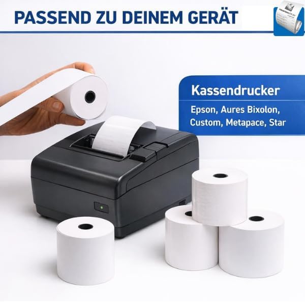 Bonrolle, Thermopapier, Bisphenol-A frei, 80mm / 50m / 12mm, 50 Stk. / Karton von Kassenbon24