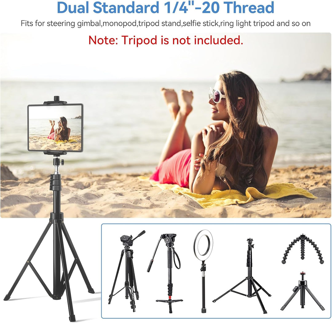 KDD iPad Halterung Adapter für Stativ, Tablet Halterung mit Kugelkopf, Tablet Halterung Stativ 360°D