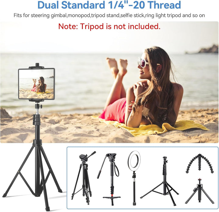 KDD iPad Halterung Adapter für Stativ, Tablet Halterung mit Kugelkopf, Tablet Halterung Stativ 360°D