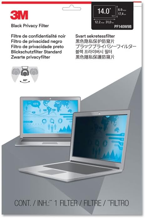 3M Privacy Filter 14.0 16:9 Comply AntiGlare, Frameless, PF14.0W9 (Comply AntiGlare, Frameless, Blac