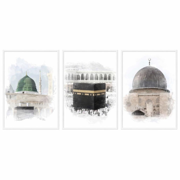 HAVA Artwork Holy Mosques Poster Set, Islamische Poster, Islamische Bilder, Islamische Dekoration, I