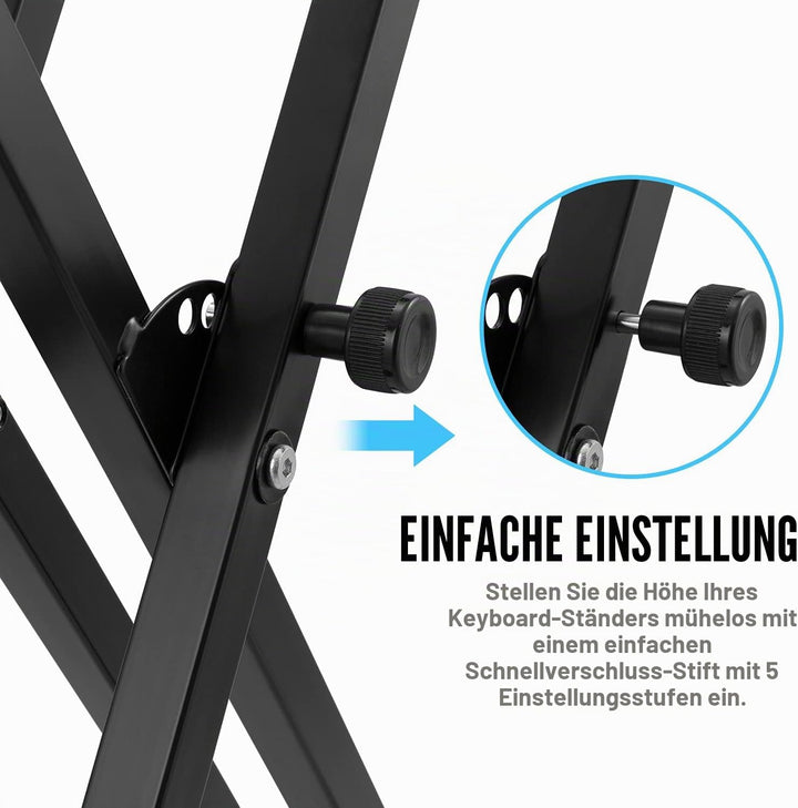 TIGER KAP-PK2 Keyboardständer & Hocker im Pack - Höhenverstellbarer doppelstrebiger X-Frame Keyboard