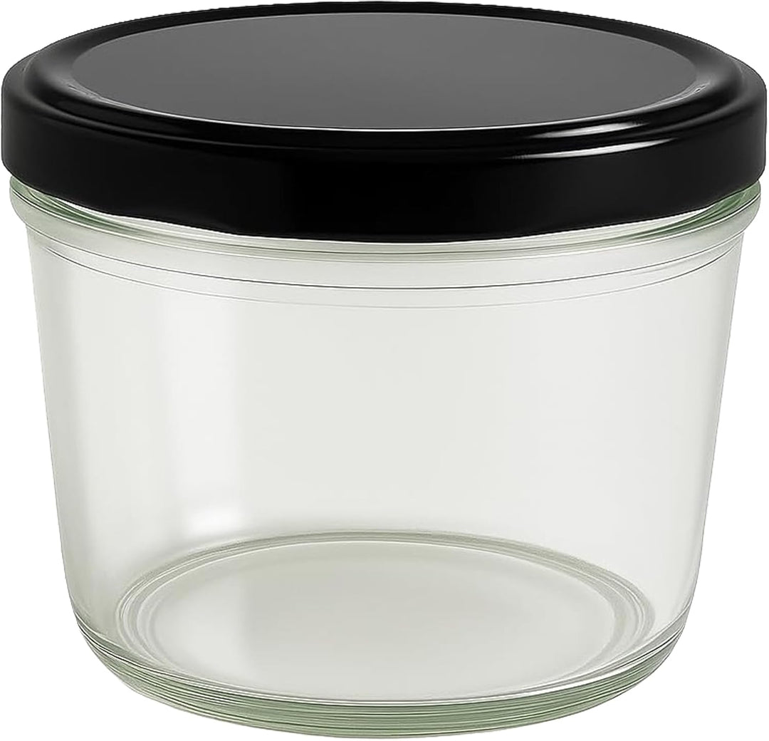 Vitrea 50x Marmeladengläser 230 ml - mit Deckel Schwarz TO 82 - Einmachgläser zum befüllen mit Schra