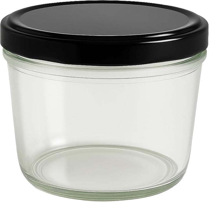 Vitrea 50x Marmeladengläser 230 ml - mit Deckel Schwarz TO 82 - Einmachgläser zum befüllen mit Schra