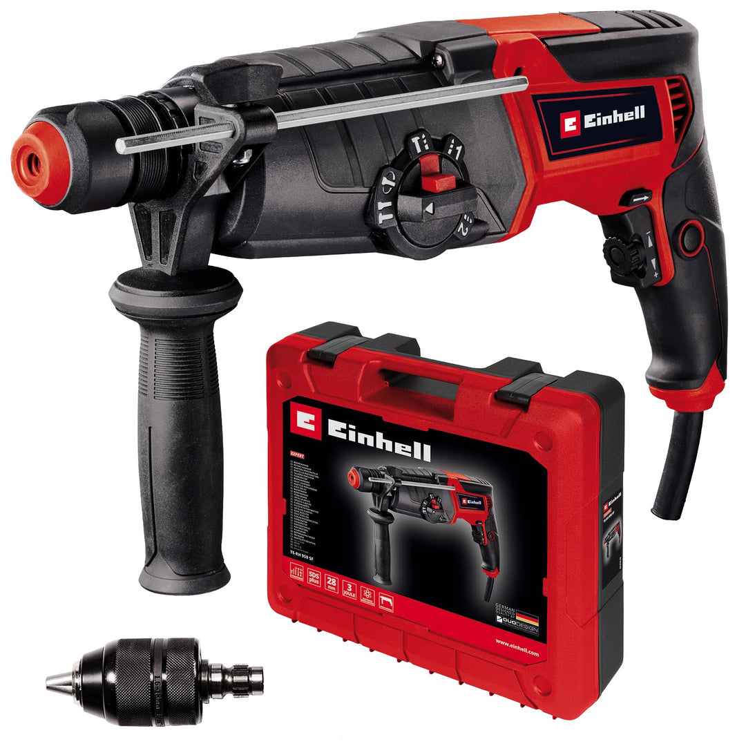 Einhell Bohrhammer TE-RH 950 5F (950 W, 2-Gang-Getriebe, Schlagstärke 3 J, SDS-plus-Aufnahme, Bohrle