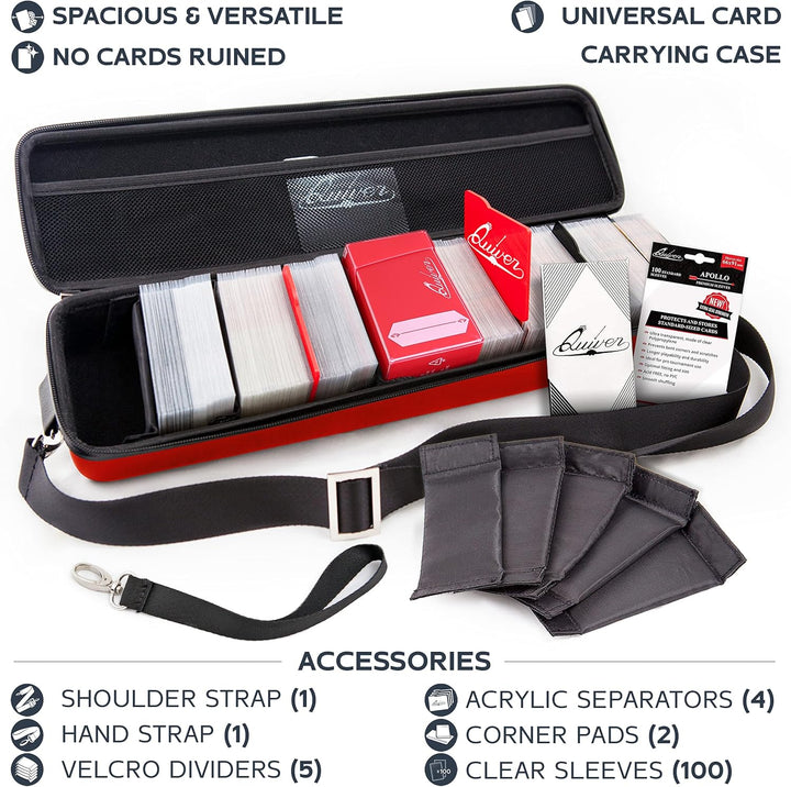 Quiver Time Red Quiver Card Carrying Case - Spielkartenetui Halter für Sammelkarten, MTG Karten Aufb
