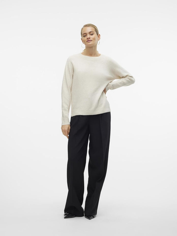 Damen Vmdoffy Ls O-Neck Blouse Ga Ptt Strickpullover XS Tall Birch/Detail:melange, XS Tall Birch/Det