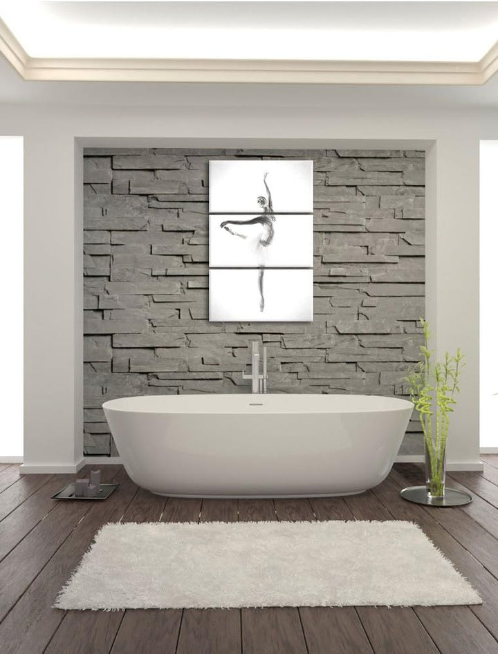 Pixxprint Ästhetische Ballerina / 3-Teilig/Gesamtmass 120cm Leinwandbild bespannt auf Holzrahmen/Wan