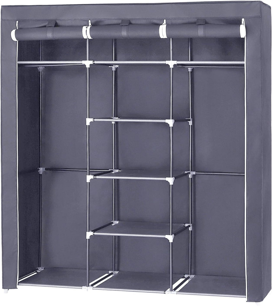 SONGMICS Kleiderschrank, Faltschrank, Stoffschrank, Faltbare Garderobe mit 2 Kleiderstange, 175 x 15