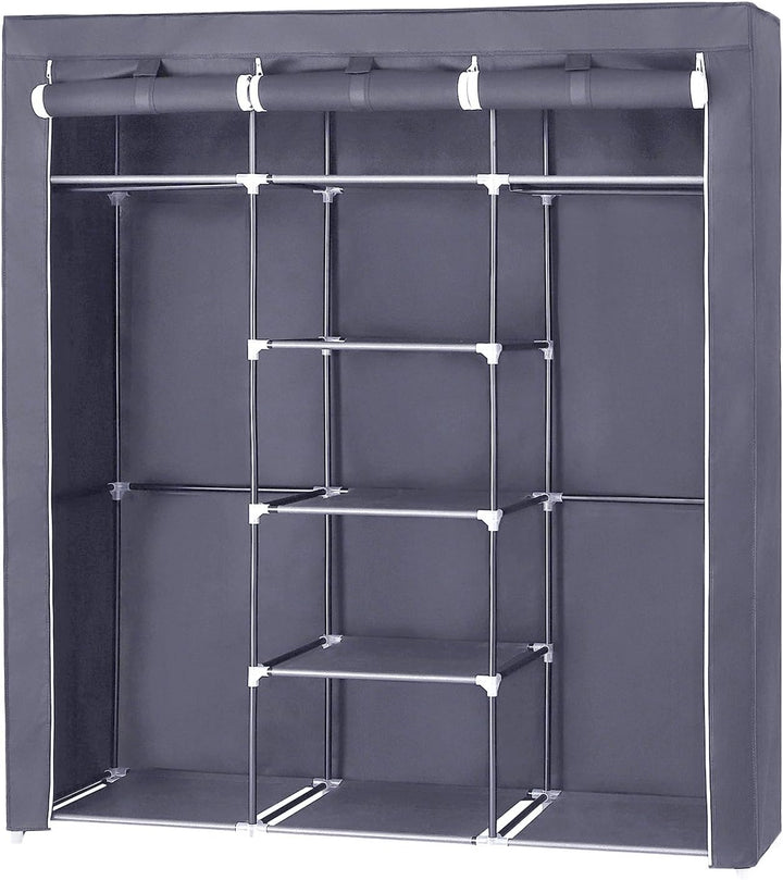 SONGMICS Kleiderschrank, Faltschrank, Stoffschrank, Faltbare Garderobe mit 2 Kleiderstange, 175 x 15