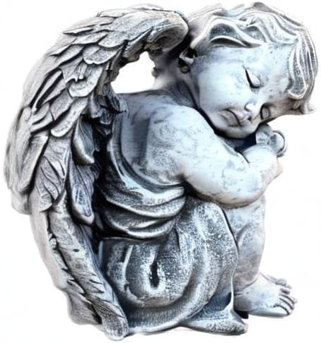 stoneandstyle Steinfigur Engel sitzend gross Steinguss frostfest ca. 6,7 kg