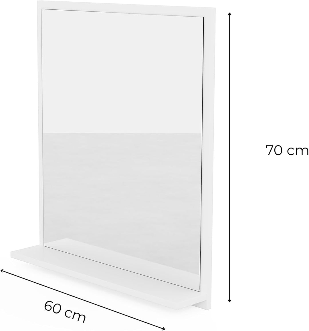 Badspiegel mit Ablage Weiss 60x70 cm Spiegel Badezimmer-Wand-Rasierspiegel mit Stauraum Badezimmersp