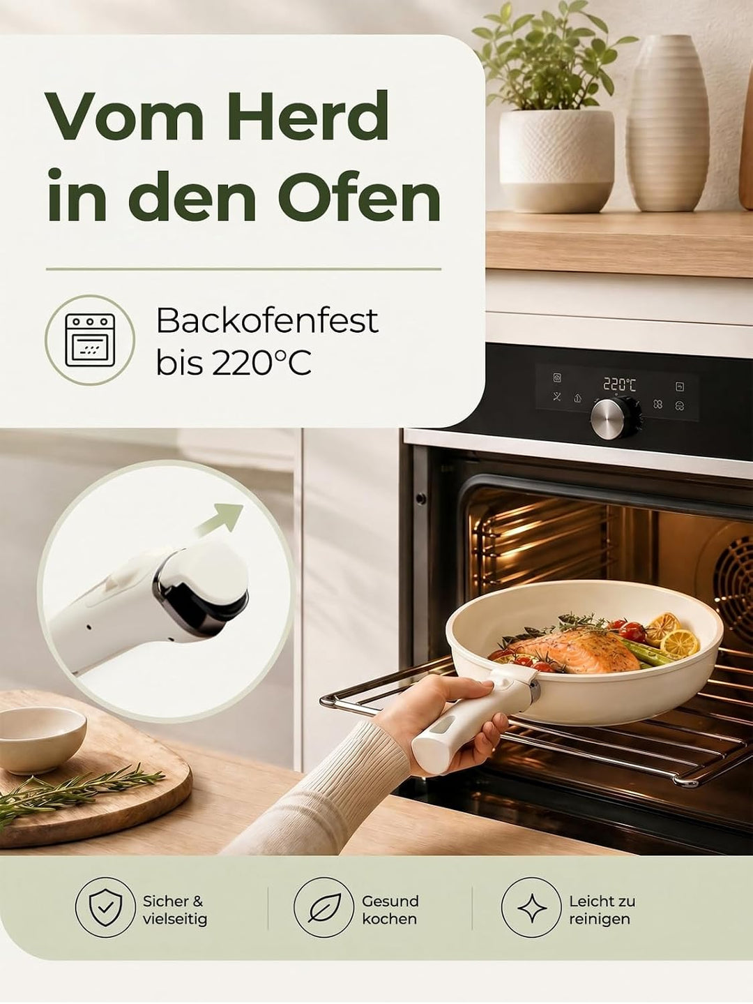 Topfset, 17-Teilig Keramik Pfanne, Topfset Abnehmbarer Griff, Antihaft, Induktionsgeeignet, Spülmasc