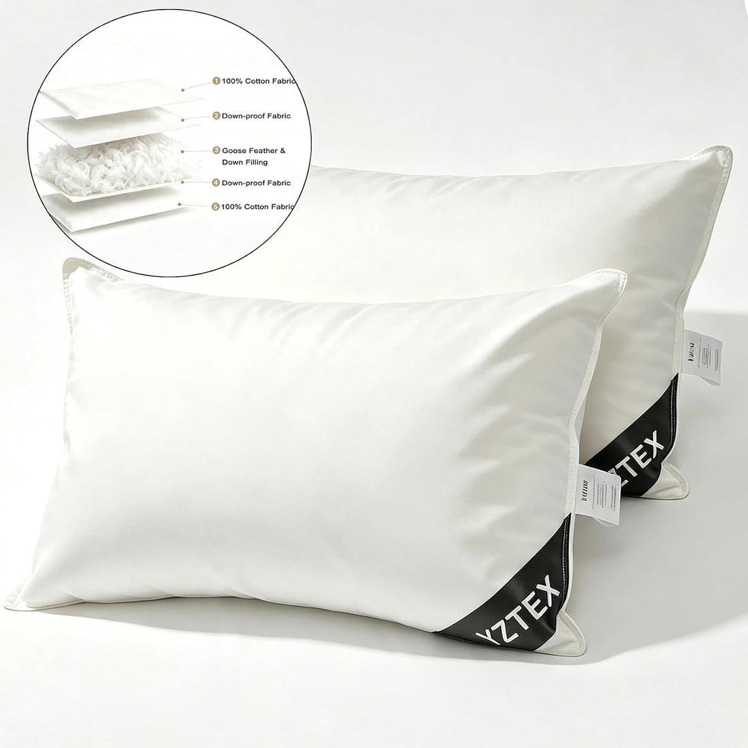Gänsefedern und -daunen, 100 % Baumwolle, weich, Hotelqualität, 2 Stück 15% Down Pillows, 15% Down P