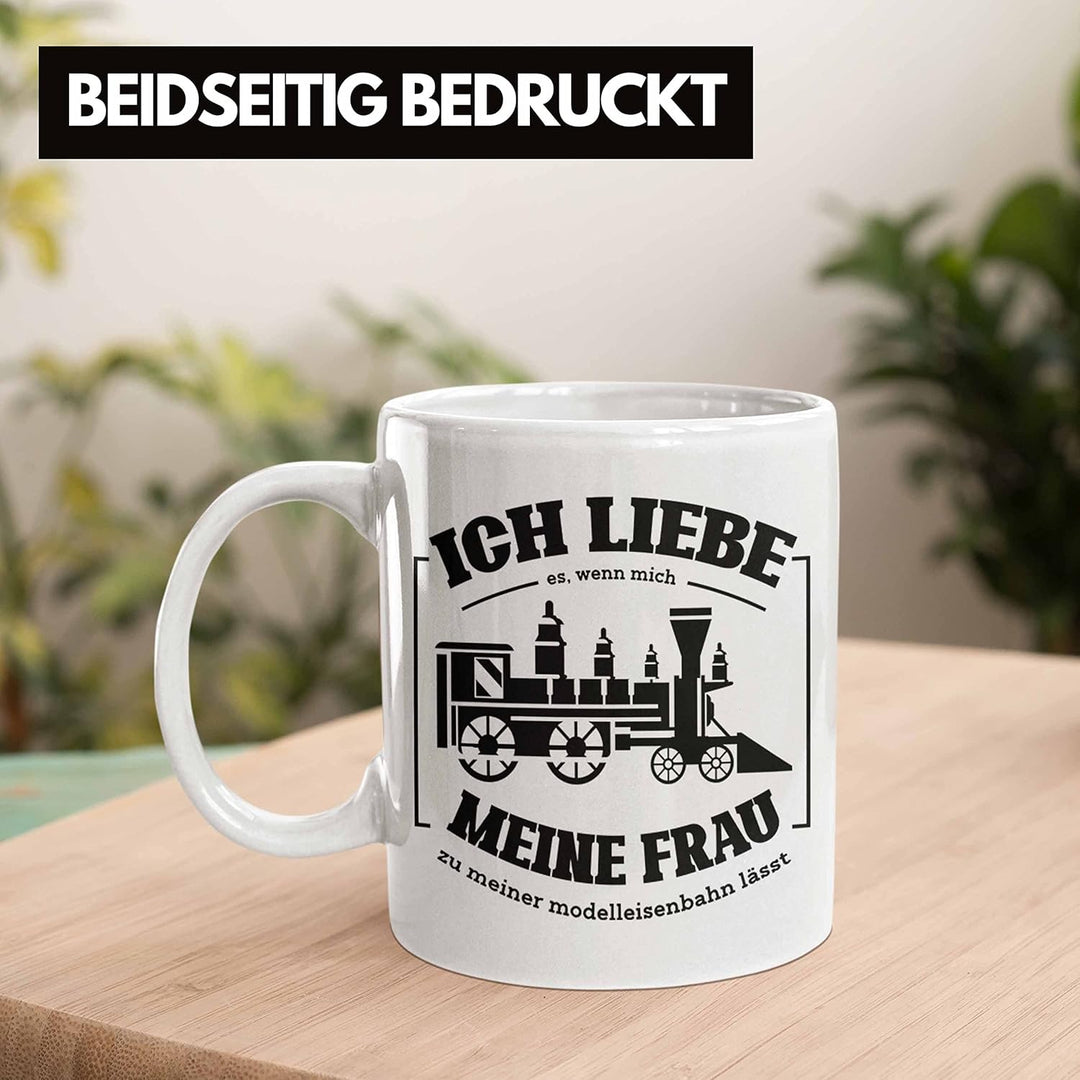 Trendation - Lustige Modelleisenbahn Tasse Geschenk für Eisenbahner (Weiss), Weiss
