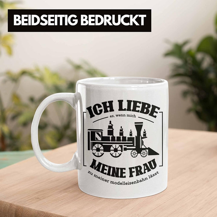 Trendation - Lustige Modelleisenbahn Tasse Geschenk für Eisenbahner (Weiss), Weiss