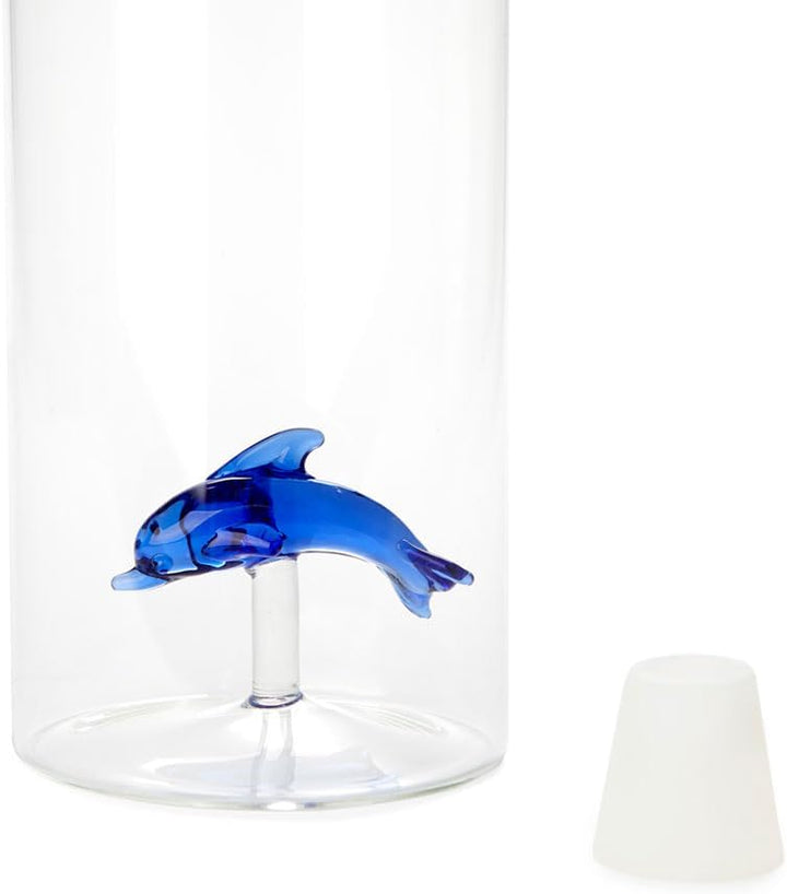 balvi - Atlantis Dolphin Wasserflasche aus Glas. Enthält eine Delfin-Figur. Mit Silikonverschluss.