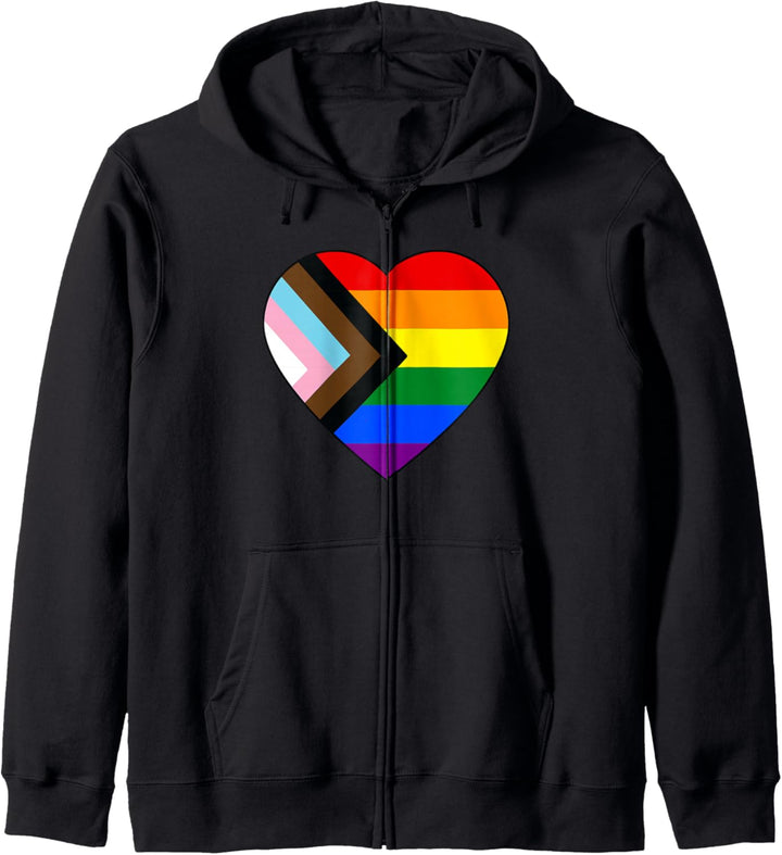 Progress Pride Flagge Regenbogenherz LGBTQ Inclusion & Love Kapuzenjacke