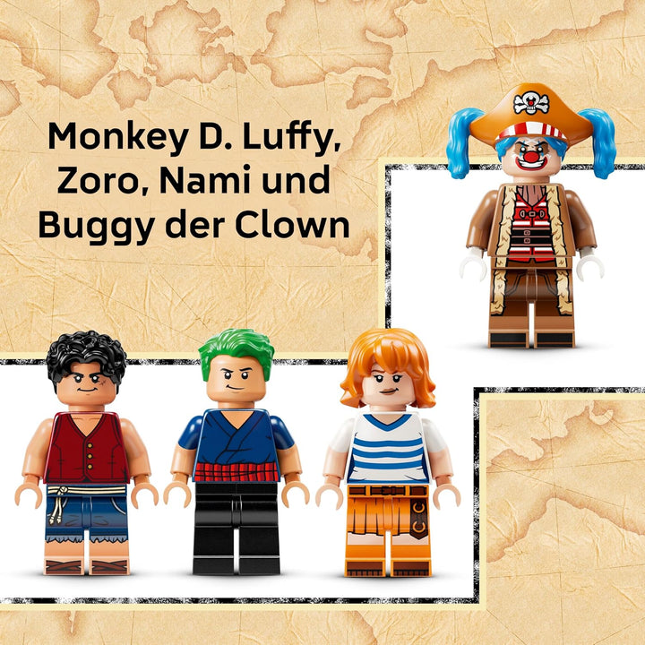 LEGO ONE Piece Zirkuszelt von Buggy dem Clown - Interaktives Spielzeug mit 4 Minifiguren - Ruffy, Na