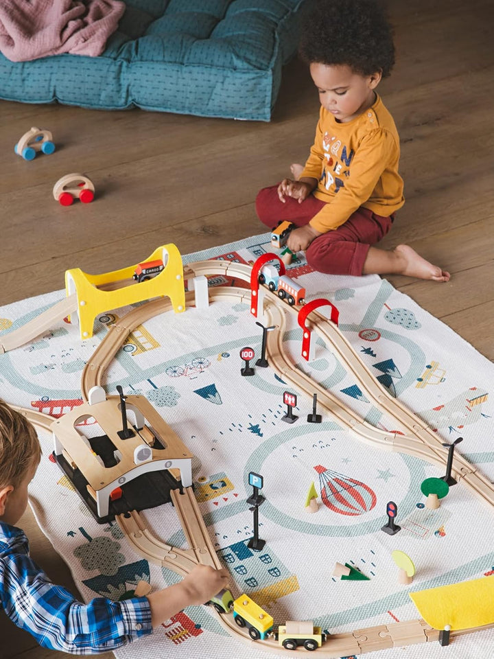 Vertbaudet Kinder Holzeisenbahn, 66 Teile Mehrfarbig ONE Size