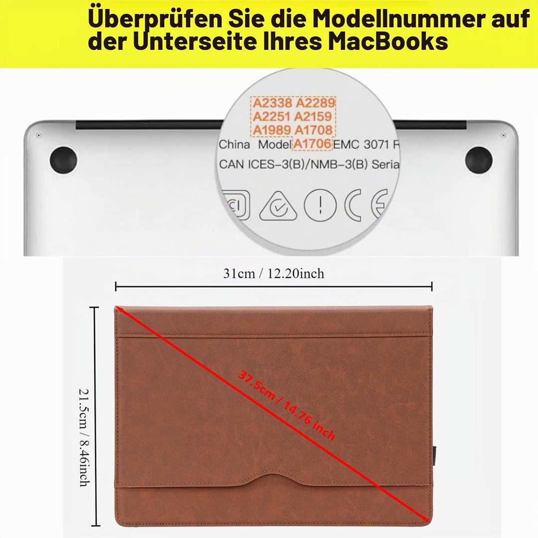 TYTX Lederhülle Kompatibel mit MacBook Pro 13 Zoll M2/M1 (2022-2016) A2338/A1989/A1706/A1708/A2159/A
