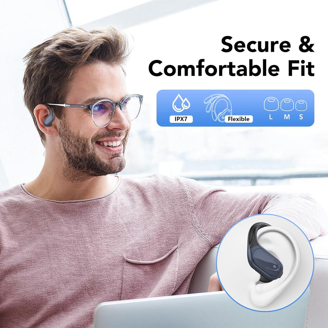 CASCHO Bluetooth Kopfhörer Sport, Kopfhörer Kabellos Bluetooth 5.3, 60 Std Kabellose Kopfhörer mit T