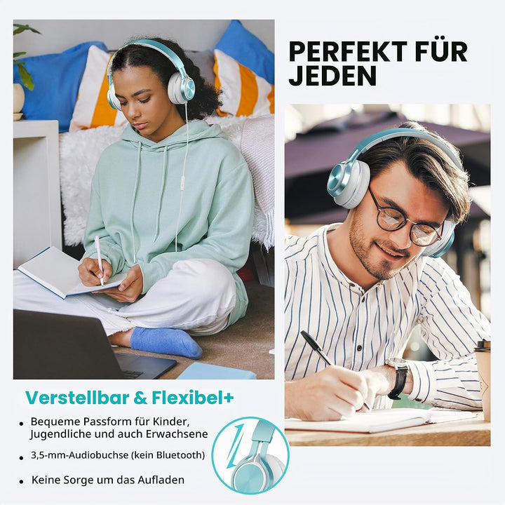 AILIHEN C8 Kopfhörer mit Kabel und Mikrofon, faltbar und verstellbar, On-Ear-Headsets, Lautstärkereg