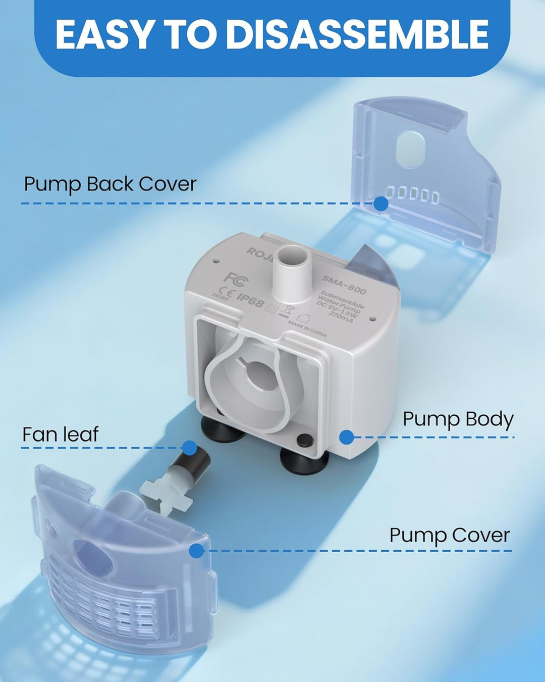 Ersatzpumpe für TOMXCUTE Katze Trinkbrunnen Super Leise, 5V, 1.5W, Pumpe