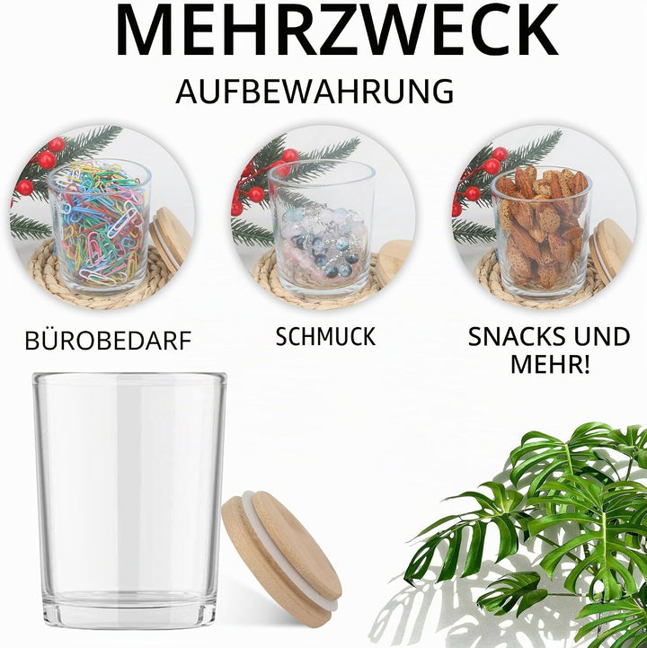 MILIVIXAY 12 Stück 284 ml klare, dicke Glas-Kerzengläser mit Deckel – leere Kerzengläser für die Her