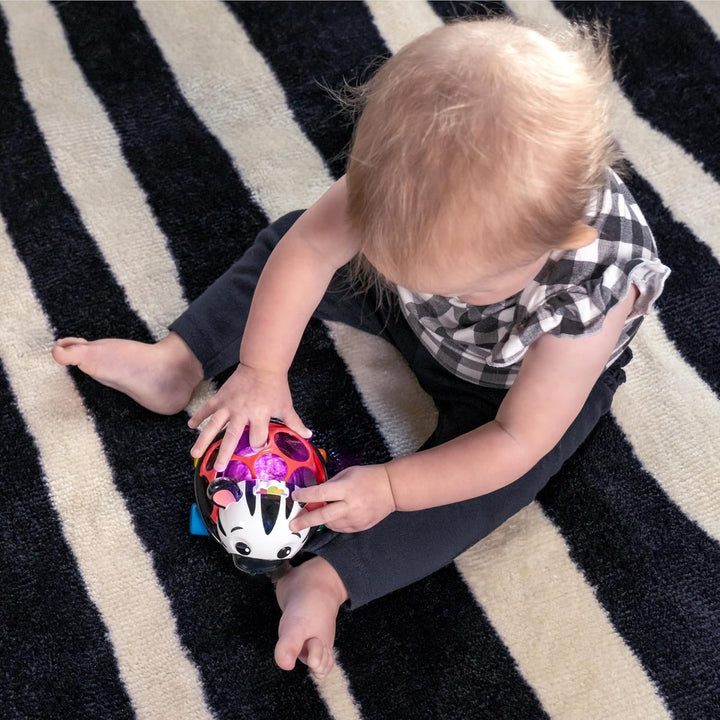 Baby Einstein Curious Car Zen Oball Spielzeugauto & Rassel, Leuchtet, ab 3 Monaten, Zen das Zebra Ze