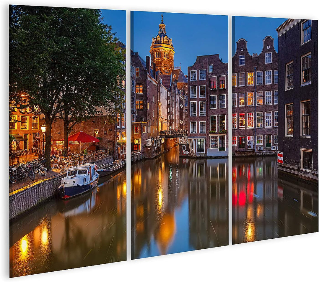 islandburner Bild auf Leinwand Nachtansicht Der Nicolaaskerk In Amsterdam Bilder Wandbilder Poster L