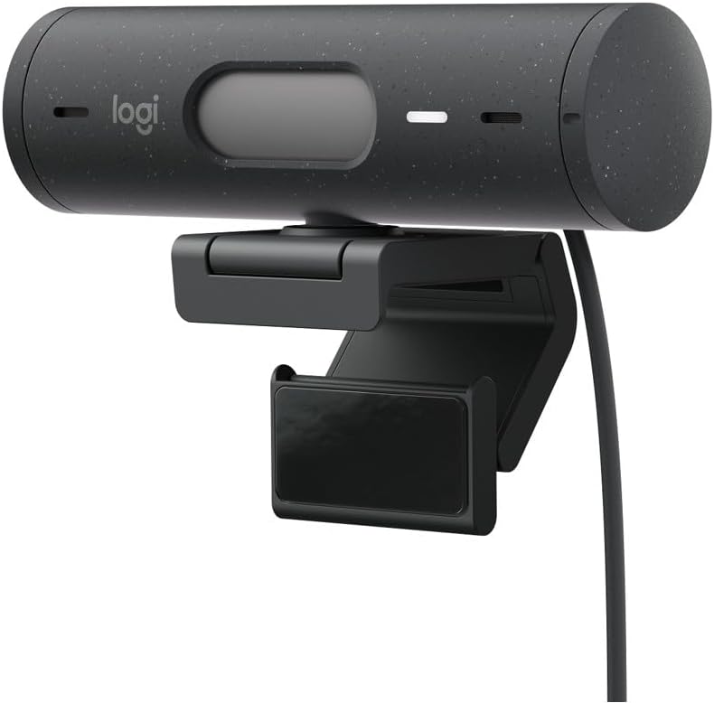 Logitech Brio 500 Full-HD-Webcam mit Auto-Lichtkorrektur, Zeigemodus, Doppelmikrofon + Rauschunterdr