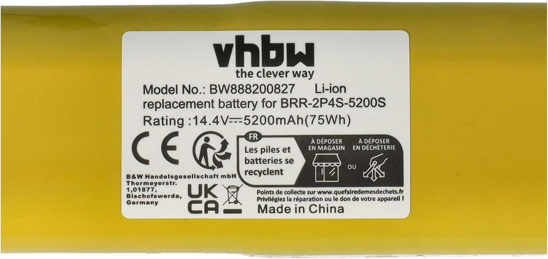 vhbw Akku kompatibel mit Xiaomi Roborock S6 Pure, S6 Pure S6P02-00 RKS6PRV0 Rubys-LB Saugroboter (52