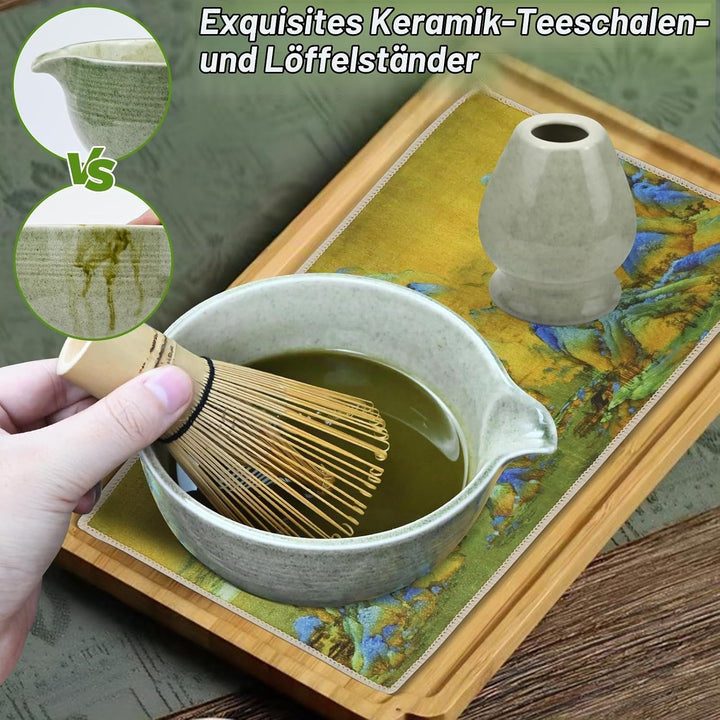 Matcha Set,7 Stück Macha Tea Set mit Matcha Filtersieb, Matcha-Besen, Matcha Schale, Matcha Löffel T