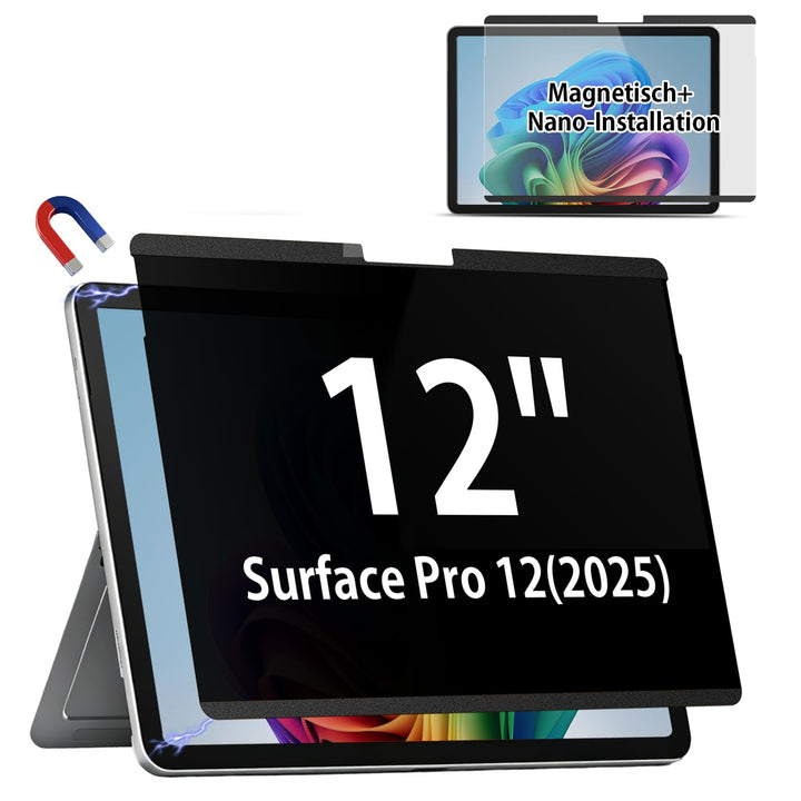 IPROKKO Magnetischer Blickschutzfilter für Microsoft Surface Pro 12 Zoll 2025, Abnehmbar Anti Spy Bl