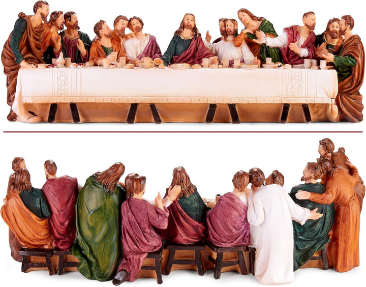 BRUBAKER Das letzte Abendmahl - Jesus und Seine 12 Jünger am Tisch - 36 cm Weihnachtsfigur mit handb