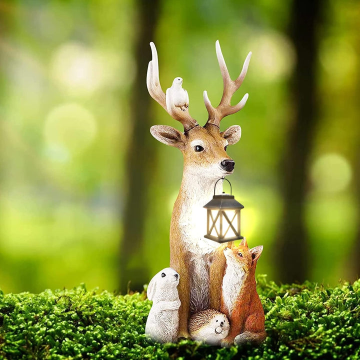 FUFRE Weihnachtsdeko Hirsch Mit LED Laterne, Herbstdeko Draussen -weihnachtsdeko Aussen, Gartendeko