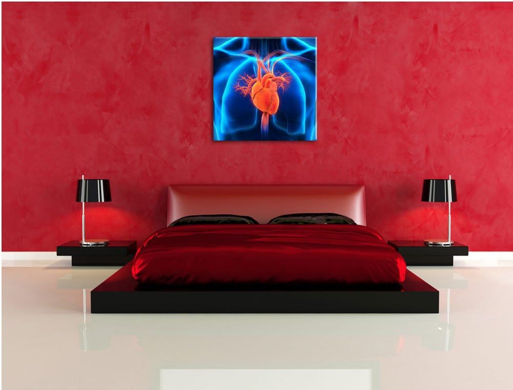 Herz des Menschen, Format: 70x70 auf Leinwand, XXL riesige Bilder fertig gerahmt mit Keilrahmen, Kun