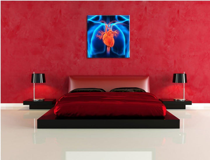 Herz des Menschen, Format: 70x70 auf Leinwand, XXL riesige Bilder fertig gerahmt mit Keilrahmen, Kun