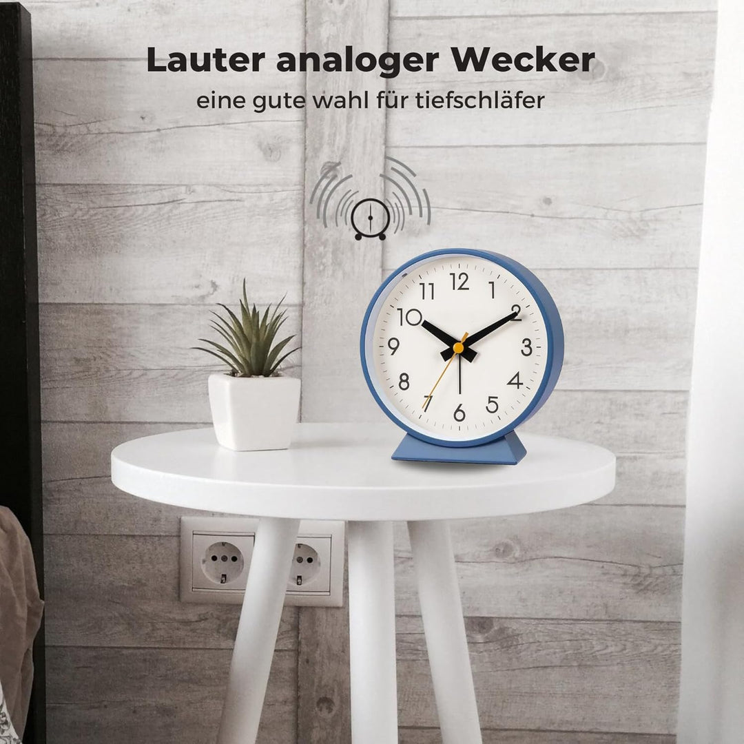 Tyme Wecker Analog, Ohne Ticken, Analog Tischuhr Nachttischuhr Alarmwecker, Modischer Runder Metall