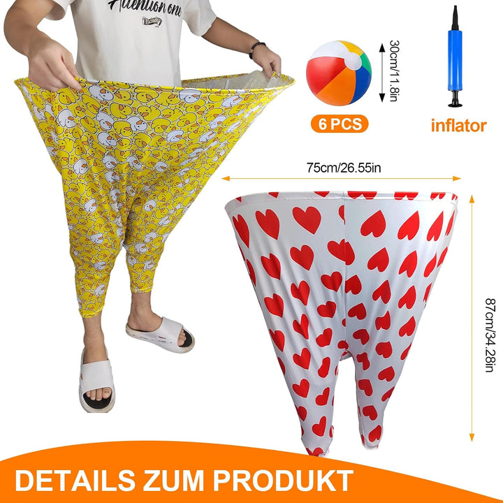 2 Stück Granny Pants Spiel, Wurfspiel Outdoor, mit 6 × Hüpfbällen und 1 × Ballonpumpe, Oma Hosen Hof