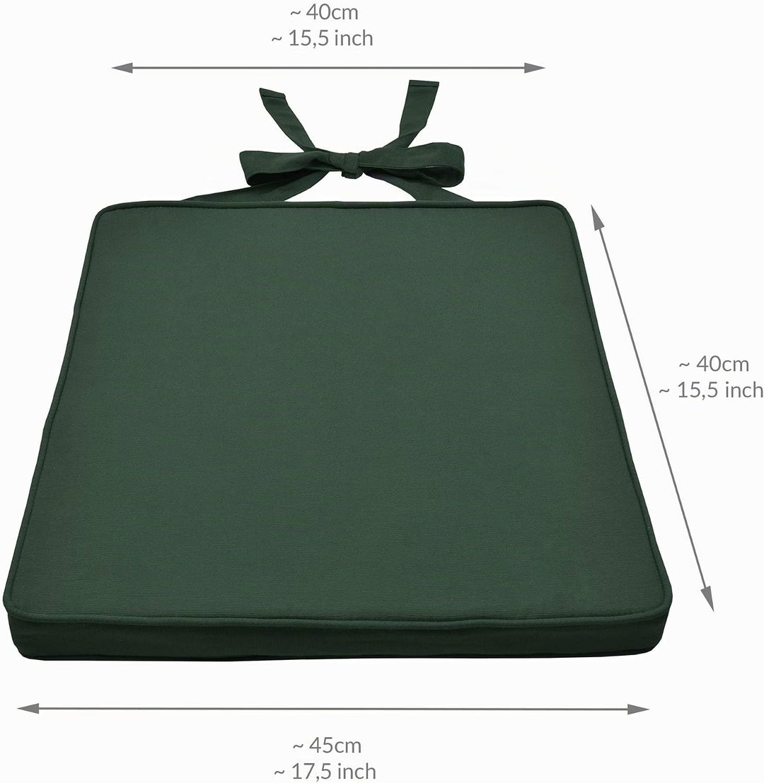 Beautissu Loft SK Stuhlkissen 45x40 cm Grün - 4er Set Stuhlpolster mit Bändern Sitzkissen für Stühle