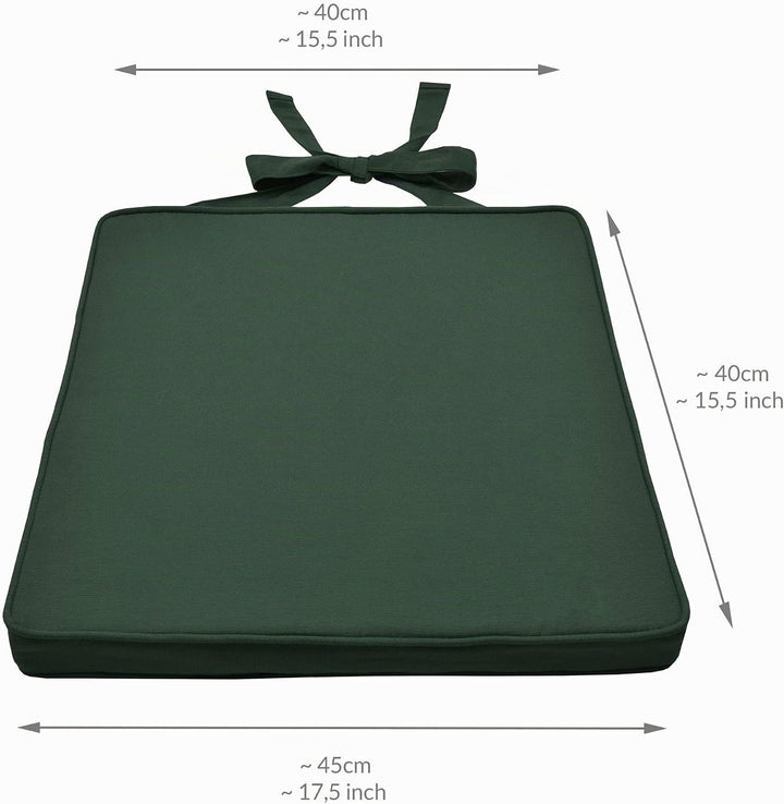 Beautissu Loft SK Stuhlkissen 45x40 cm Grün - 4er Set Stuhlpolster mit Bändern Sitzkissen für Stühle