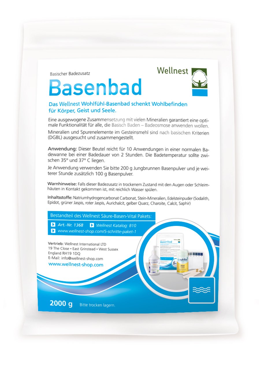 Wellnest Basenbad mit Edelsteinpulver und Stein-Mineralien, 2000g zur nachhaltigen Badeosmose, pH-We