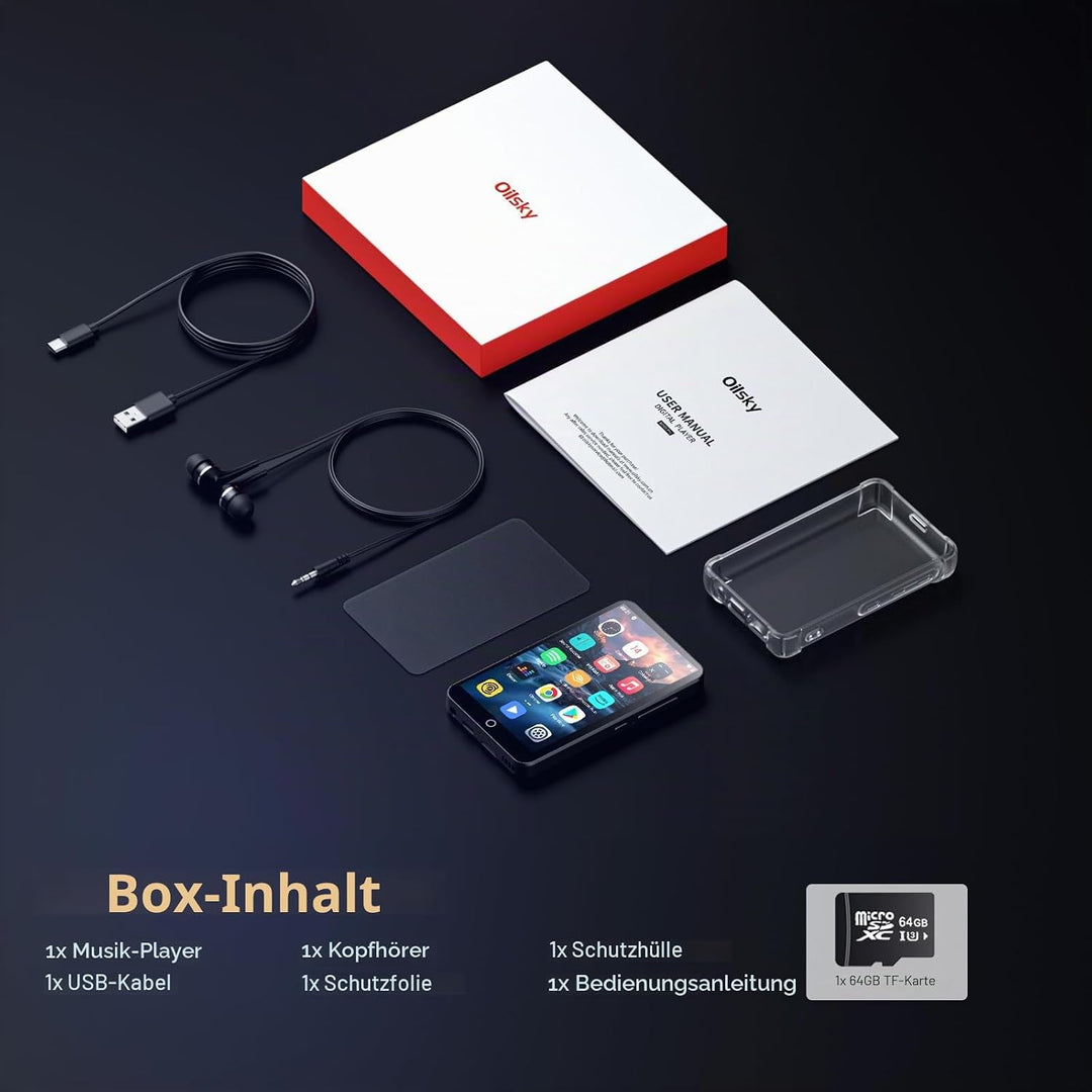 MP3 Player mit Bluetooth und WiFi, Oilsky 80GB Tragbarer MP3 Musikplayer mit Spotify, Audible, Deeze