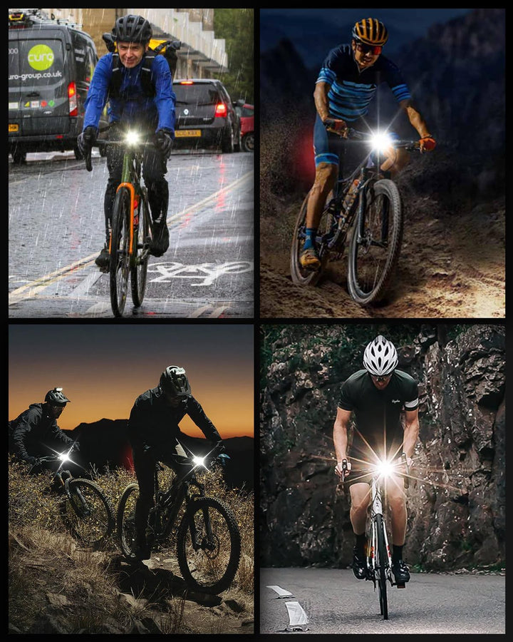 LED Fahrradlicht Set, Aufladbar, Wasserdicht Fahrradbeleuchtung Schwarz, Schwarz