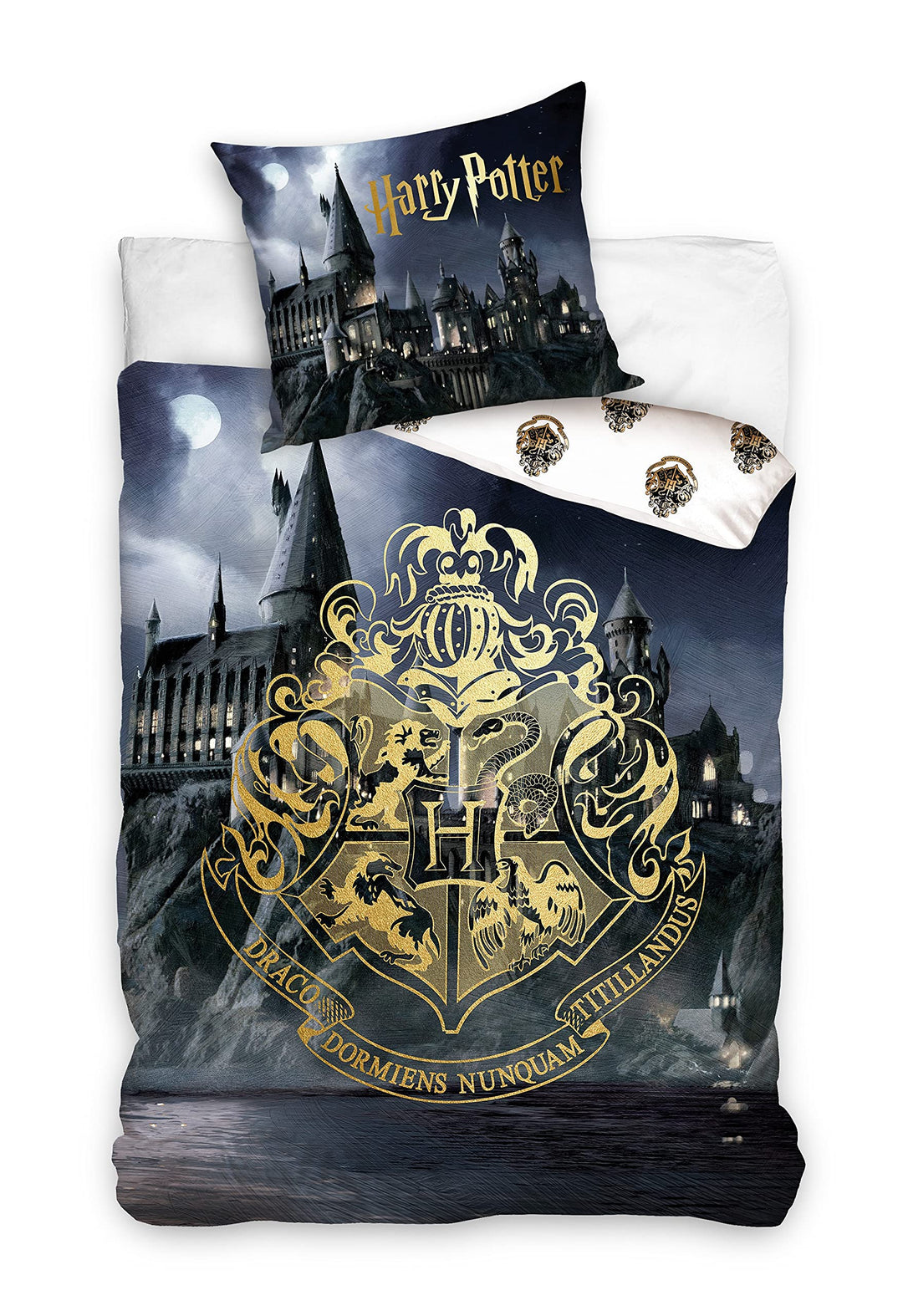 Harry Potter Bettbezug, 2-teilig, Dark 100% Baumwolle, Bettbezug 140 x 200 cm + Kissenbezug 65 x 65